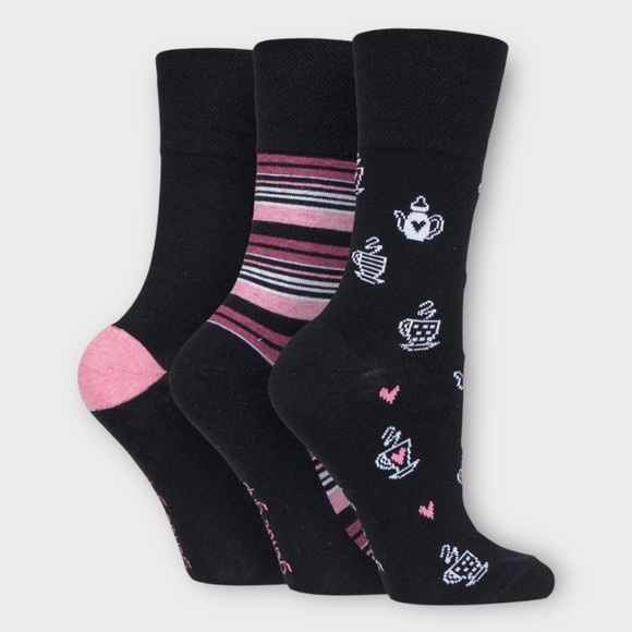NWT SockShop Women’s Gentle Grip Afternoon Tea Socks 3 Pairs Comfort Fit US 4-9 - Picture 1 of 7